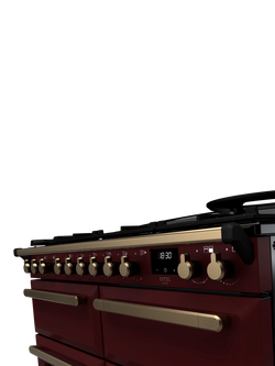 Rangemaster Estel Deluxe 110cm Dual Fuel Range Cooker with Gas Hob - view 2, Bordeaux/Antique Brass