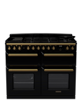 Rangemaster Estel Deluxe 110cm Dual Fuel Range Cooker with Gas Hob, Black/Antique Brass