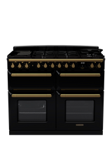 Rangemaster Estel Deluxe 110cm Dual Fuel Range Cooker with Gas Hob, Black/Antique Brass
