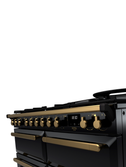 Rangemaster Estel Deluxe 110cm Dual Fuel Range Cooker with Gas Hob - view 2, Black/Antique Brass