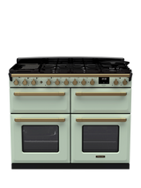 Rangemaster Estel Deluxe 110cm Dual Fuel Range Cooker with Gas Hob, Mint/Antique Brass
