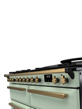 Rangemaster Estel Deluxe 110cm Dual Fuel Range Cooker with Gas Hob, Mint/Antique Brass