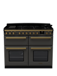Rangemaster Estel Deluxe 110cm Dual Fuel Range Cooker with Gas Hob, Slate/Antique Brass