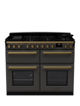 Rangemaster Estel Deluxe 110cm Dual Fuel Range Cooker with Gas Hob, Slate/Antique Brass