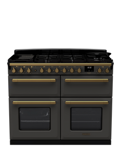 Rangemaster Estel Deluxe 110cm Dual Fuel Range Cooker with Gas Hob, Slate/Antique Brass