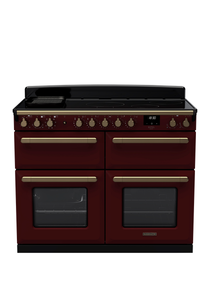 Rangemaster Estel Deluxe 110cm Electric Range Cooker with Induction Hob, Bordeaux/Antique Brass