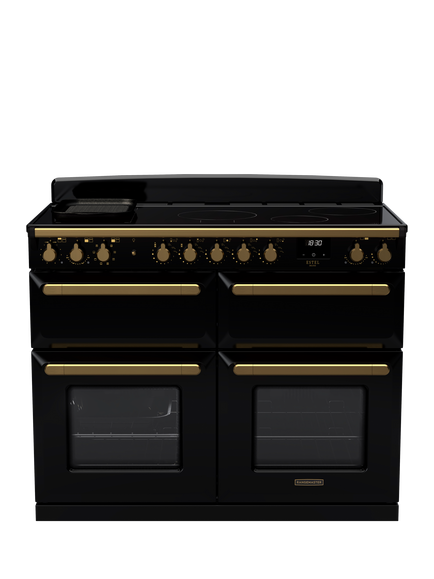 Rangemaster Estel Deluxe 110cm Electric Range Cooker with Induction Hob, Black/Antique Brass