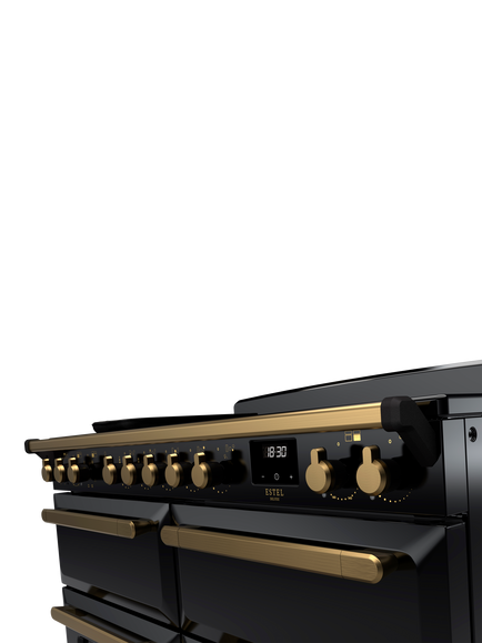 Rangemaster Estel Deluxe 110cm Electric Range Cooker with Induction Hob - view 2, Black/Antique Brass