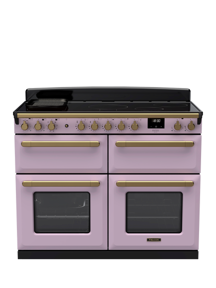 Rangemaster Estel Deluxe 110cm Electric Range Cooker with Induction Hob, Heather/Antique Brass