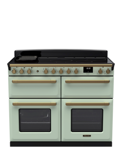 Rangemaster Estel Deluxe 110cm Electric Range Cooker with Induction Hob, Mint/Antique Brass