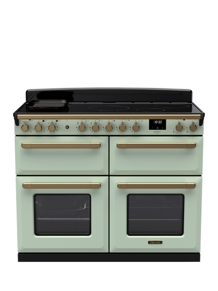 Rangemaster Estel Deluxe 110cm Electric Range Cooker with Induction Hob, Mint/Antique Brass
