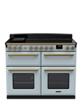 Rangemaster Estel Deluxe 110cm Electric Range Cooker with Induction Hob, Misty Blue/Antique Brass
