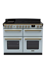 Rangemaster Estel Deluxe 110cm Electric Range Cooker with Induction Hob, Misty Blue/Antique Brass