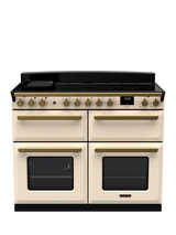 Rangemaster Estel Deluxe 110cm Electric Range Cooker with Induction Hob, Pale Cream/Antique Brass