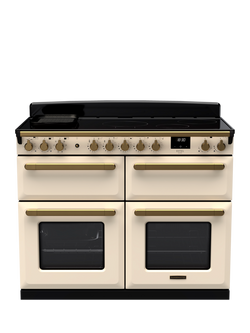 Rangemaster Estel Deluxe 110cm Electric Range Cooker with Induction Hob, Pale Cream/Antique Brass