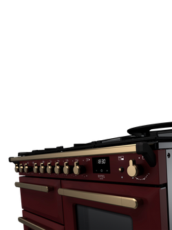 Rangemaster Estel Deluxe 110cm Dual Fuel Range Cooker with Gas Hob - view 2, Bordeaux/Antique Brass