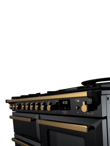 Rangemaster Estel Deluxe 110cm Dual Fuel Range Cooker with Gas Hob - view 2, Black