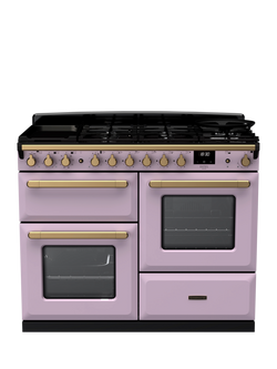 Rangemaster Estel Deluxe 110cm Dual Fuel Range Cooker with Gas Hob, Heather/Antique Brass