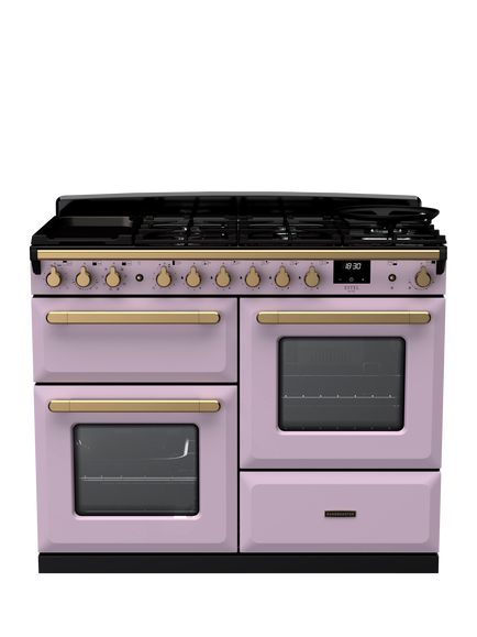 Rangemaster Estel Deluxe 110cm Dual Fuel Range Cooker with Gas Hob, Heather/Antique Brass