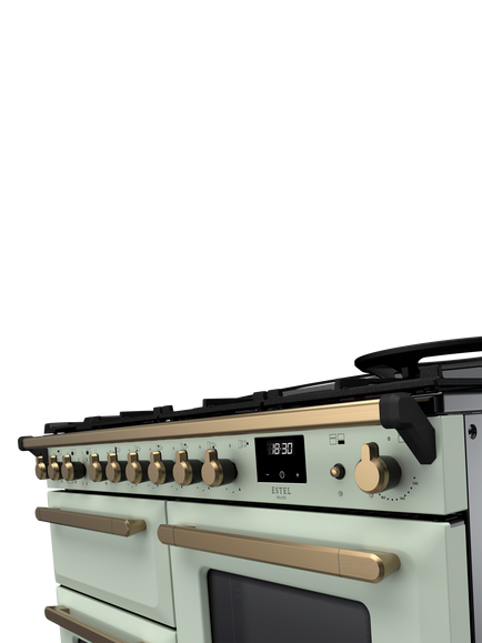 Rangemaster Estel Deluxe 110cm Dual Fuel Range Cooker with Gas Hob - view 2, Mint