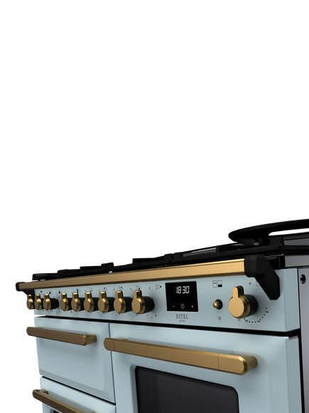 Rangemaster Estel Deluxe 110cm Dual Fuel Range Cooker with Gas Hob - view 2, Misty Blue