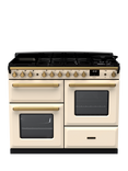 Rangemaster Estel Deluxe 110cm Dual Fuel Range Cooker with Gas Hob, Pale Cream/Antique Brass