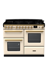 Rangemaster Estel Deluxe 110cm Dual Fuel Range Cooker with Gas Hob, Pale Cream/Antique Brass