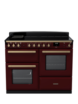 Rangemaster Estel Deluxe 110cm Electric Fuel Range Cooker with Induction Hob, Bordeaux/Antique Brass