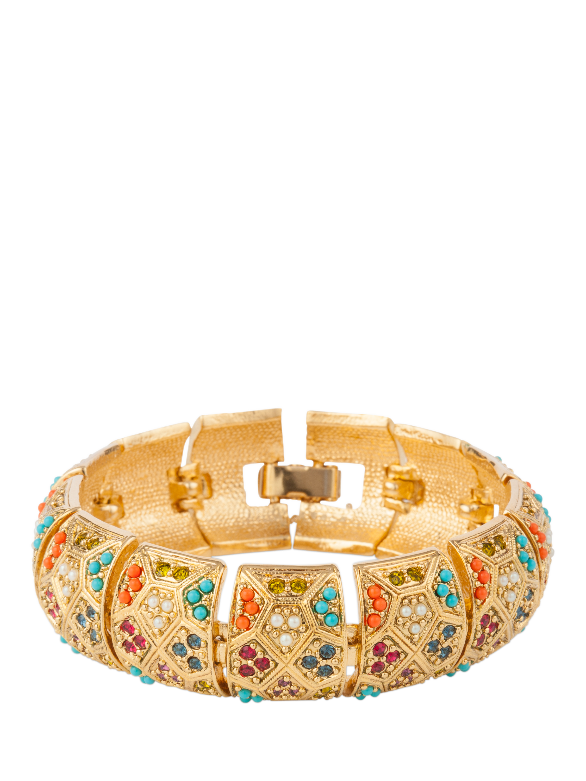 Product image 1 of 2, which shows Susan Caplan Pre-Loved D'Orlan 22ct Gold Plated Swarovski Crystal Bracelet, Dated Circa 1980s, Gold