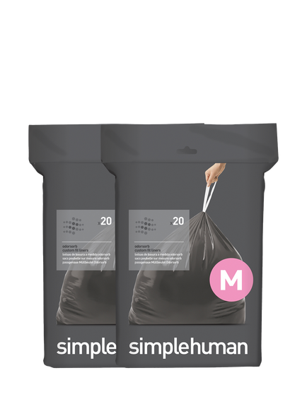 Simplehuman Odorsorb Bin Liners, Code M, Pack of 40, 