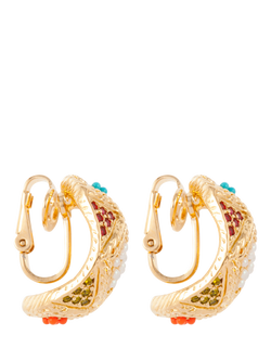 Susan Caplan Pre-Loved D'Orlan 22ct Gold Plated Swarovski Crystal Clip On Drop Earrings, Dated Circa 1980s, Gold - view 2, Gold