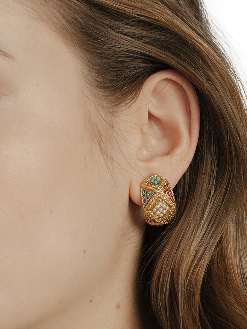 Product image 3 of 3, which shows Susan Caplan Pre-Loved D'Orlan 22ct Gold Plated Swarovski Crystal Clip On Drop Earrings, Dated Circa 1980s, Gold