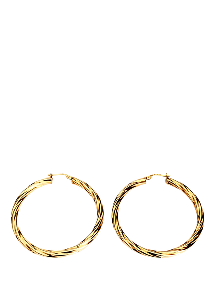 L & T Heirlooms Pre-Loved 9ct Yellow Gold Large Twisted Hoop Earrings Dated Circa 1997, Gold
