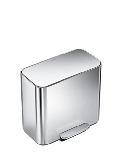 Simplehuman Mini Recycler Pedal Bin, 15L, Silver