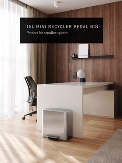 Simplehuman Mini Recycler Pedal Bin, 15L - view 2, Silver