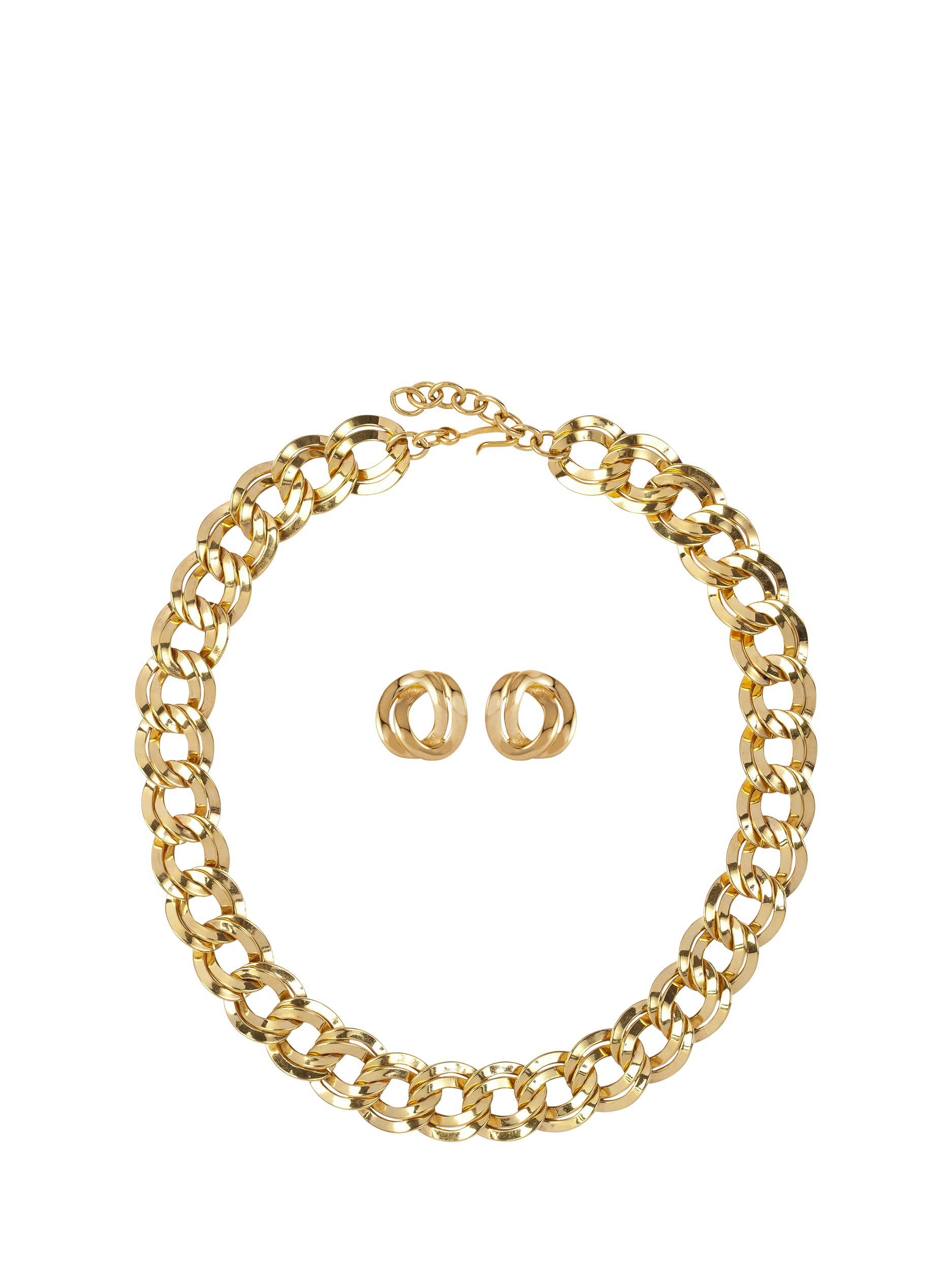 Product image 1 of 3, which shows Susan Caplan Pre-Loved Monet 22ct Gold Plated Earrings and Necklace Set, Date Circa 1980s