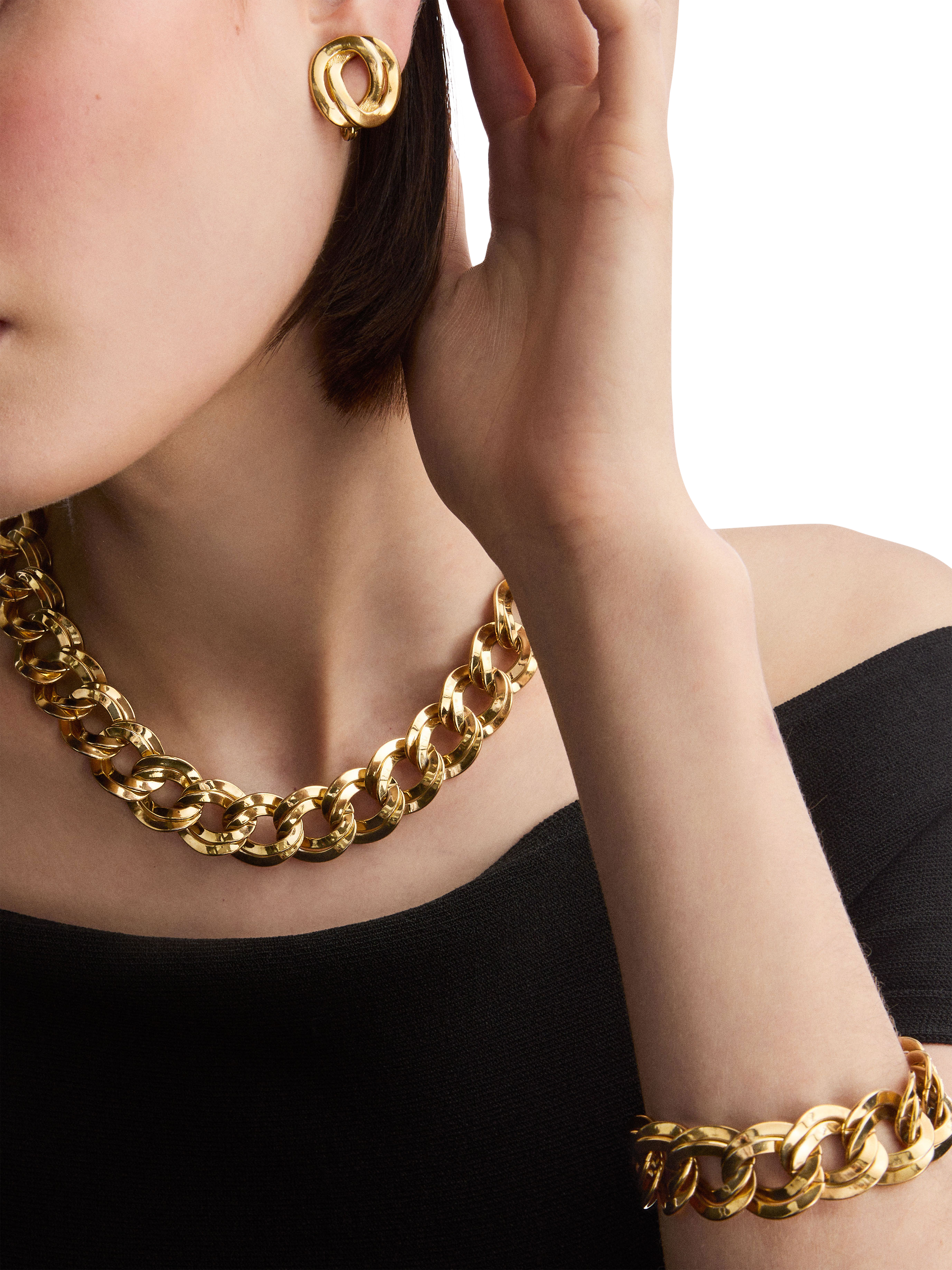 Product image 2 of 3, which shows Susan Caplan Pre-Loved Monet 22ct Gold Plated Earrings and Necklace Set, Date Circa 1980s
