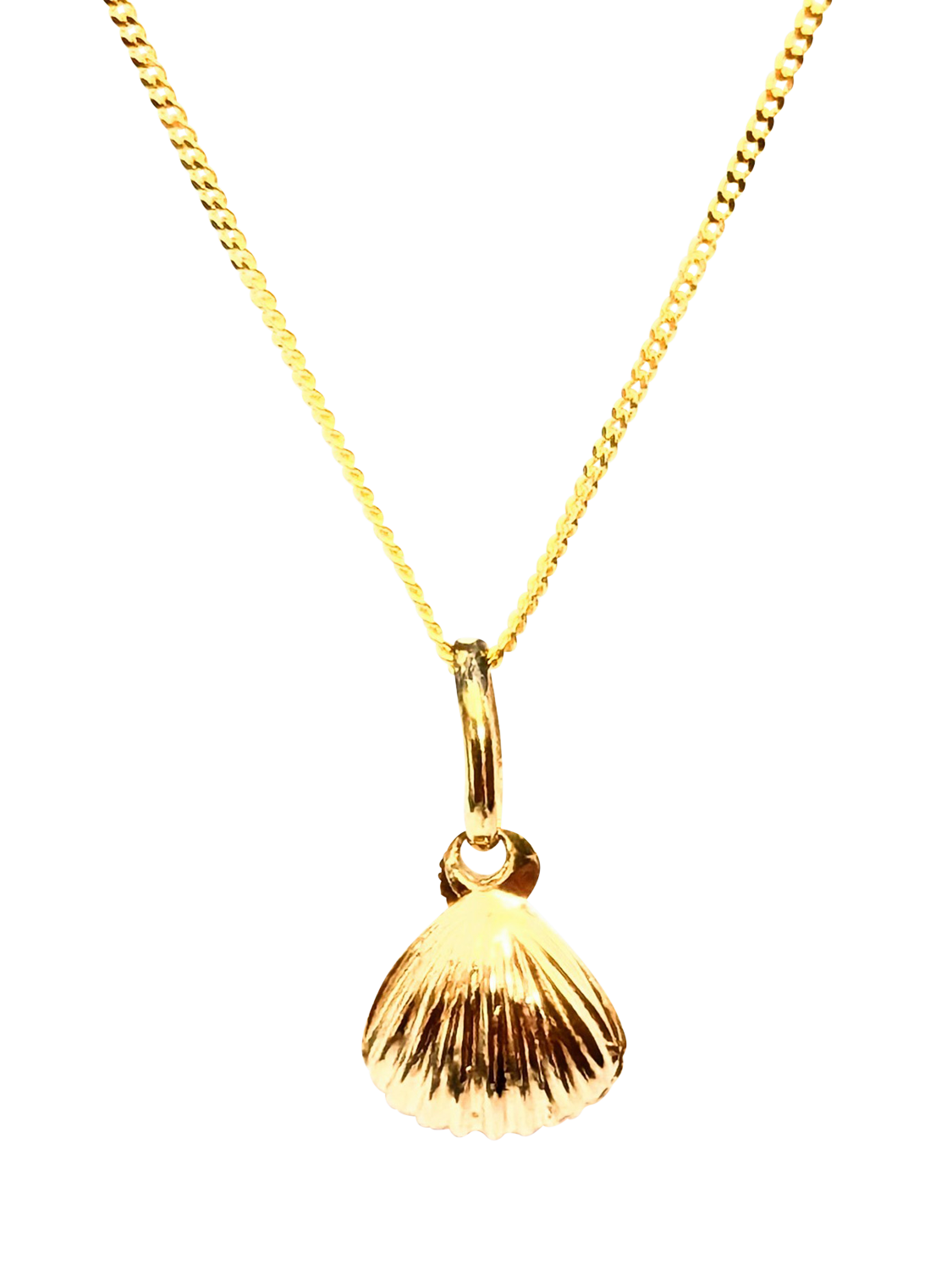 Product image 1 of 1, which shows L & T Heirlooms Pre-Loved 18ct Yellow Gold Oyster Shell Pendant Necklace