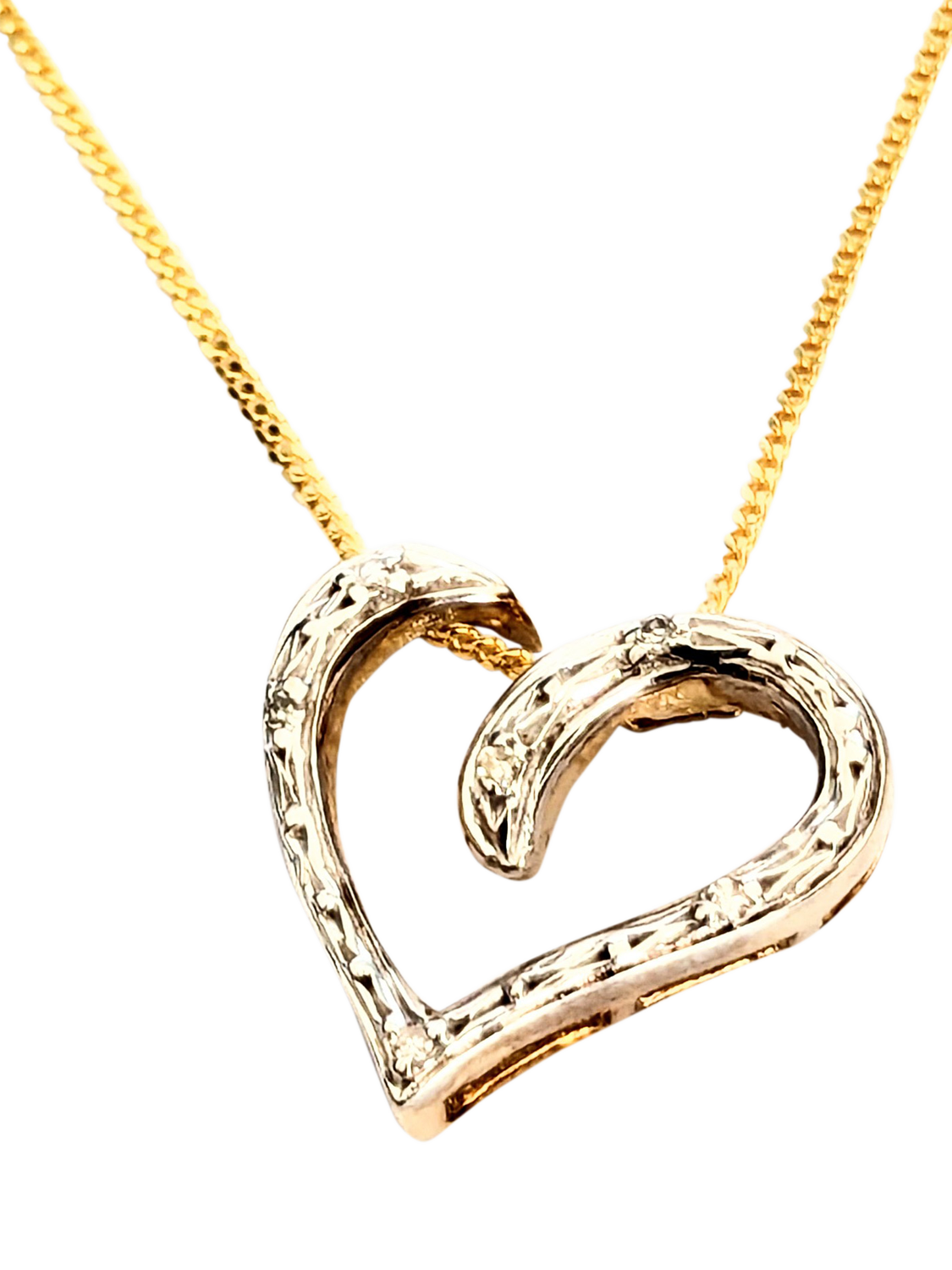 Product image 1 of 1, which shows L & T Heirlooms Pre-Loved 9ct Yellow Gold Diamond Heart Pendant Necklace