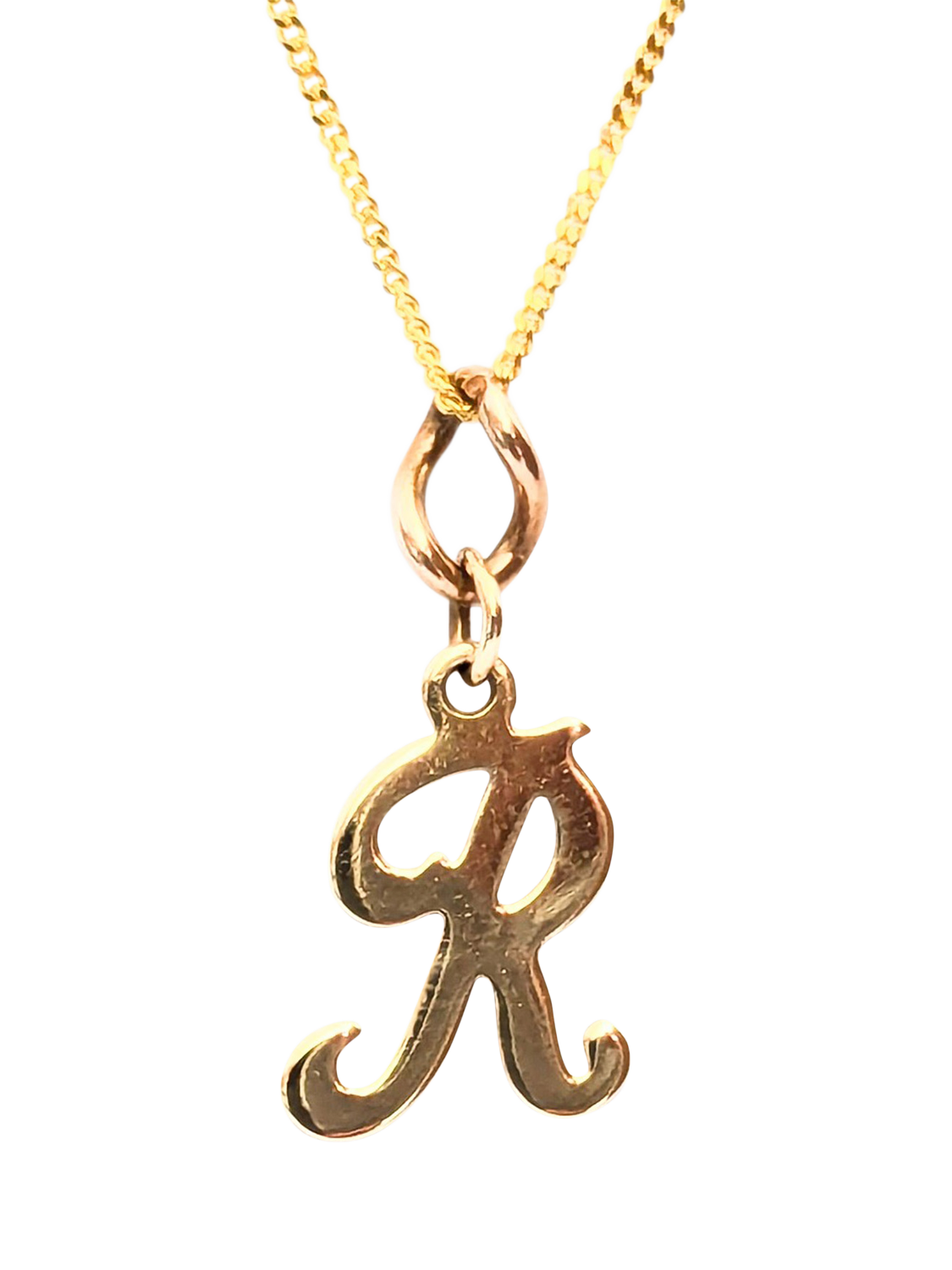 Product image 1 of 1, which shows L & T Heirlooms Pre-Loved 9ct Yellow Gold Initial R Pendant Necklace