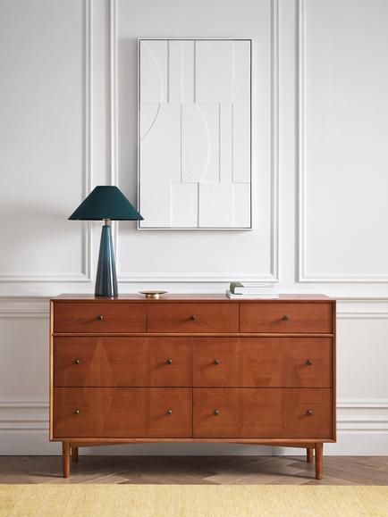 John Lewis Marquetry 2 Drawer Wood Bedside Table, Natural - view 2, Wood