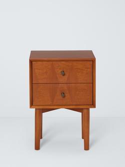 John Lewis Marquetry 2 Drawer Wood Bedside Table, Natural - view 2, Wood