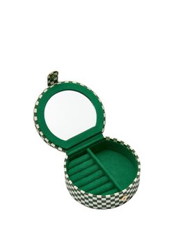 Daisy London x Shrimps Checkerboard Compact Jewellery Case, Green, Green