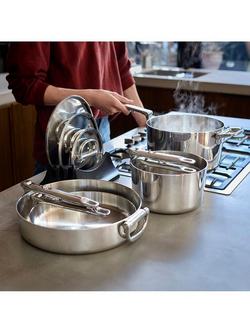 Joseph Joseph Space Folding Handle 3-Ply Stainless Steel Pan & Accessories Set, 5 Piece - view 2, Stainless Steel