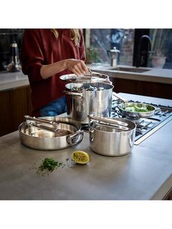 Joseph Joseph Space Folding Handle 3-Ply Stainless Steel Pan & Accessories Set, 6 Piece - view 2, Stainless Steel