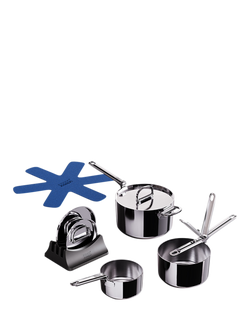 Joseph Joseph Space Folding Handle Stainless Steel Saucepan & Lid Set, 3 Piece, Stainless Steel