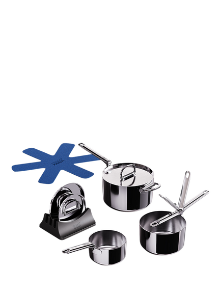 Joseph Joseph Space Folding Handle Stainless Steel Saucepan & Lid Set, 3 Piece, Stainless Steel