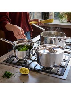 Joseph Joseph Space Folding Handle Stainless Steel Saucepan & Lid Set, 3 Piece - view 2, Stainless Steel