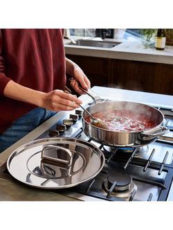 Joseph Joseph Space Folding Handle 3-Ply Stainless Steel Saute Pan & Lid, 28cm - view 2, Stainless Steel