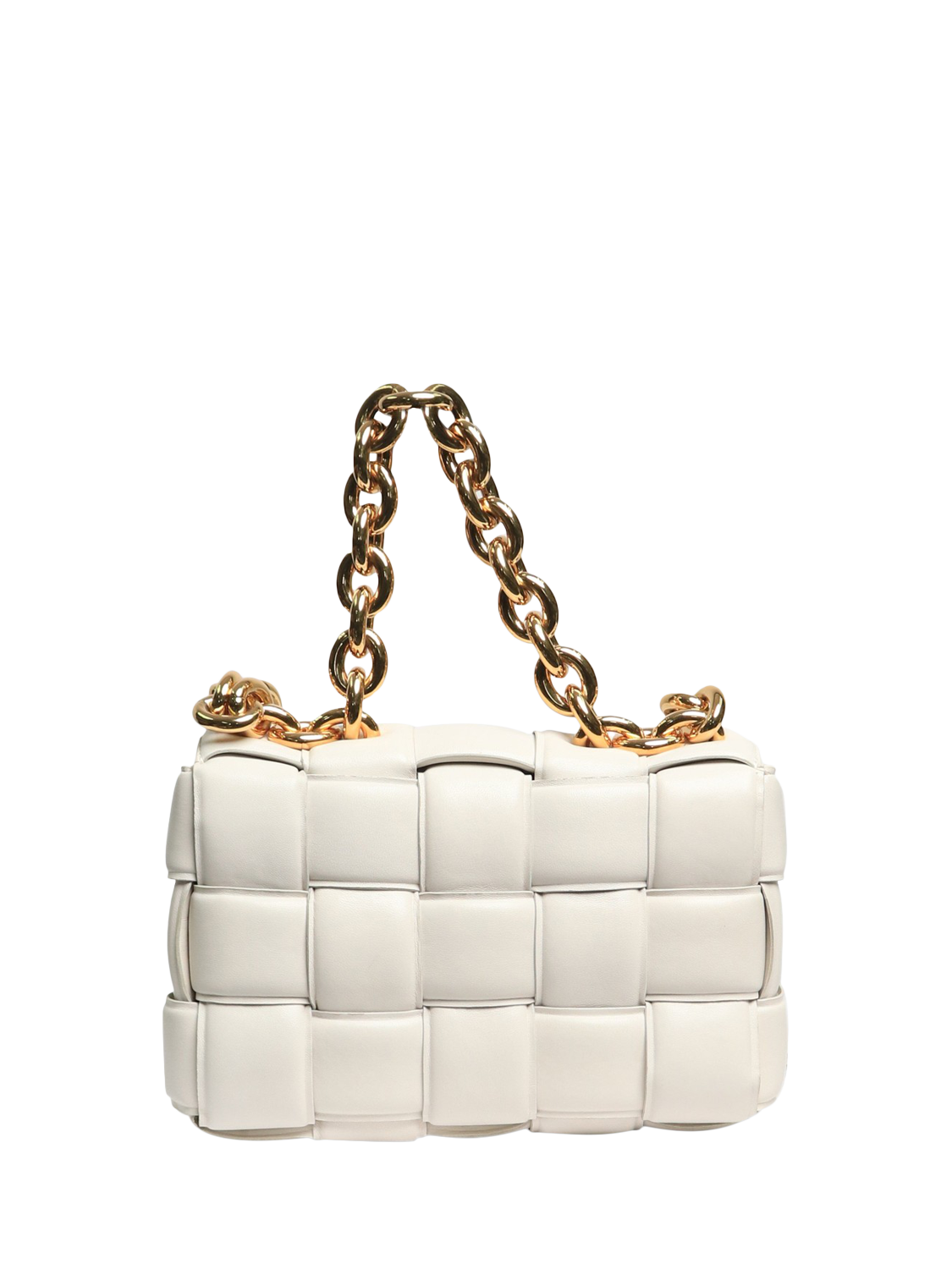 Product image 3 of 6, which shows Pre-owned Bottega Veneta Padded Cassette Leather Medium Chain Bag, White